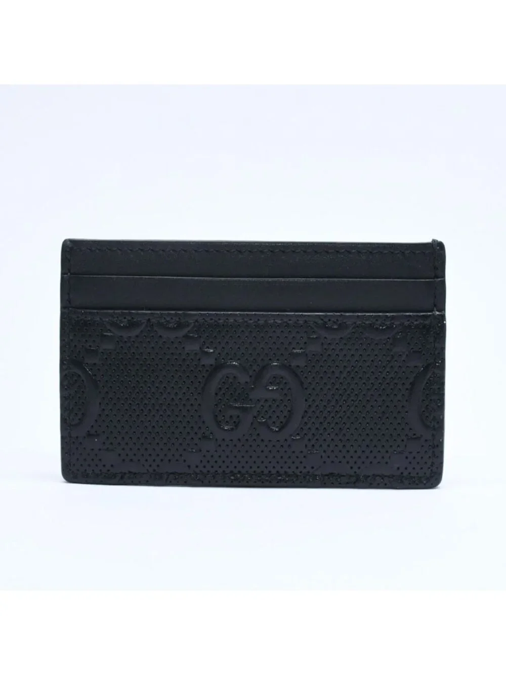 Gucci Card Case Business GG Embossed Leather Black